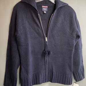 French Toast Pom-Pom ZIp Up Sweater